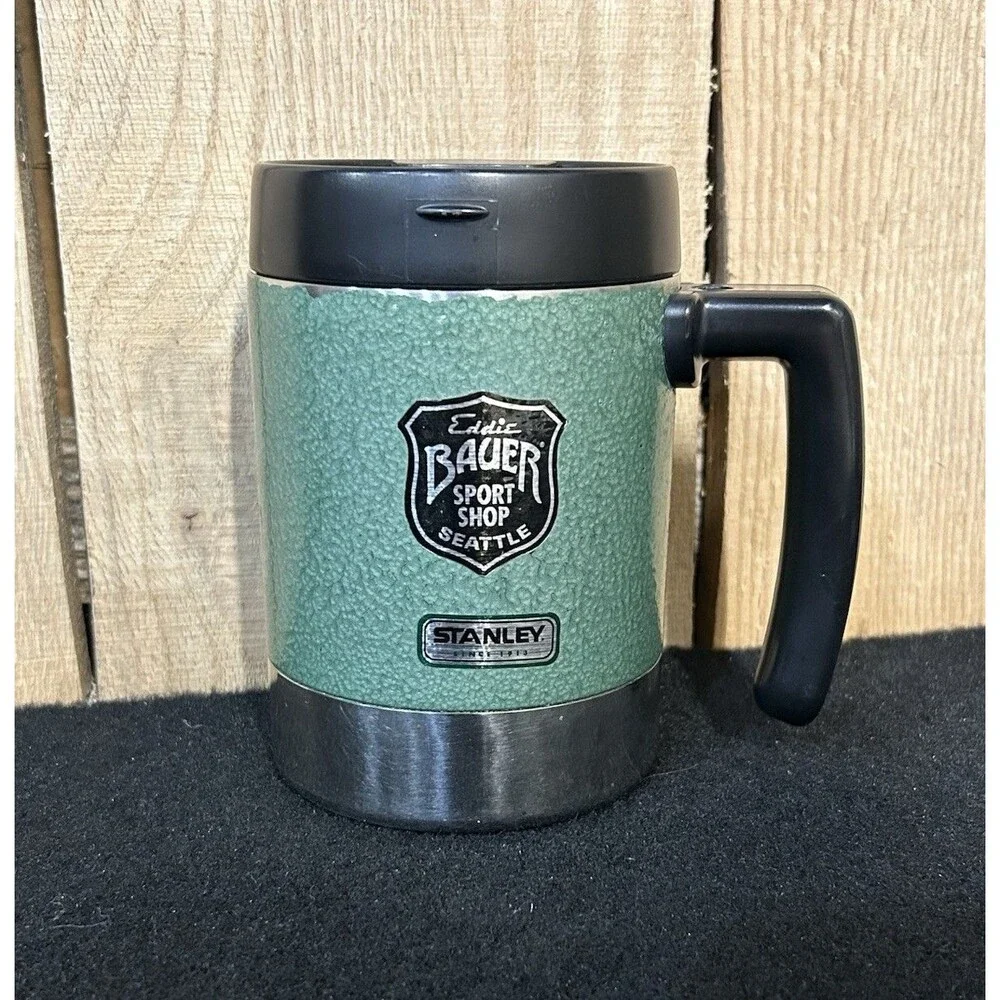Stanley Eddie Bauer Sport Shop Stainless Steel Mug With Lid Big Grip Green B4 - Picture 1 of 11